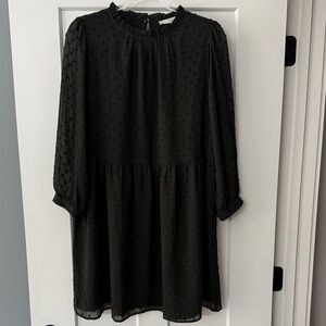 LOFT Black Textured Midi Dress